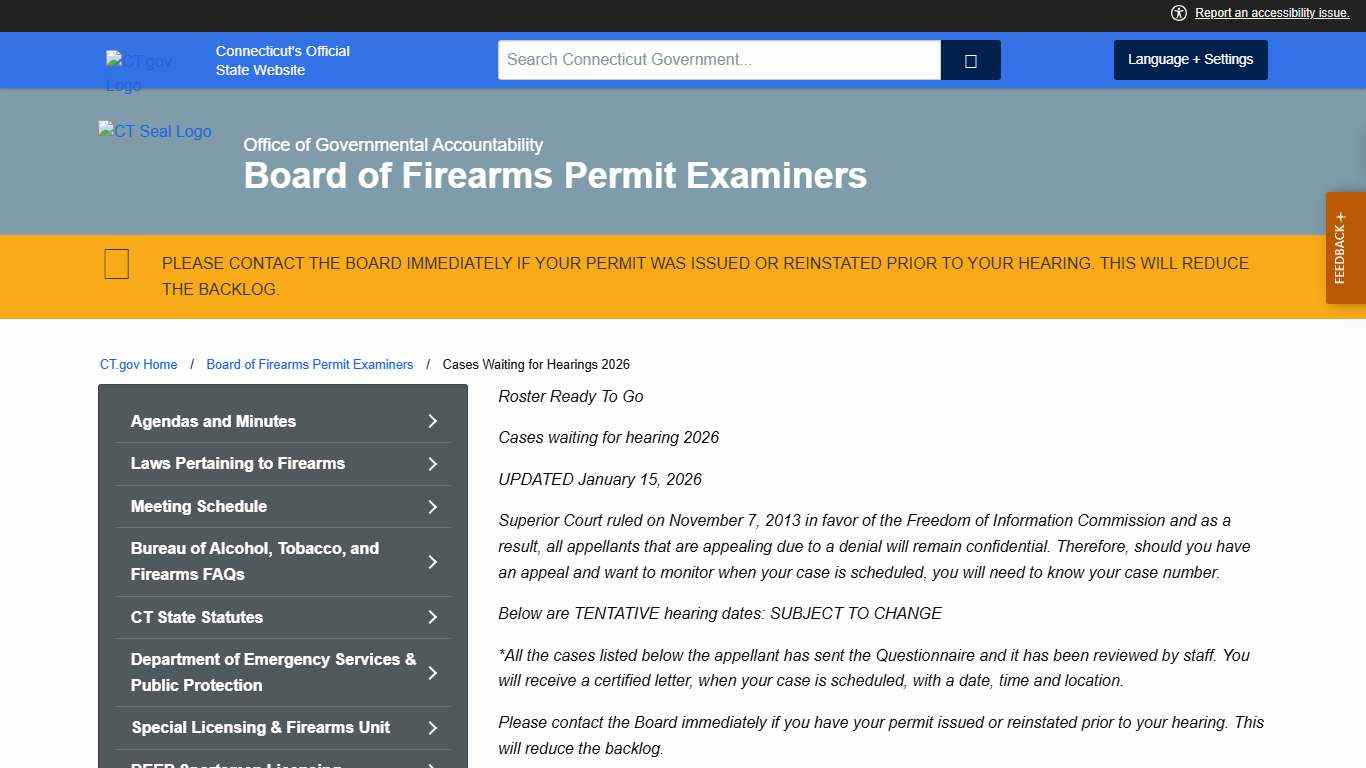 Cases Waiting for Hearings 2026