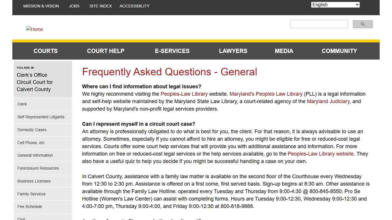 Frequently Asked Questions - General Maryland Courts