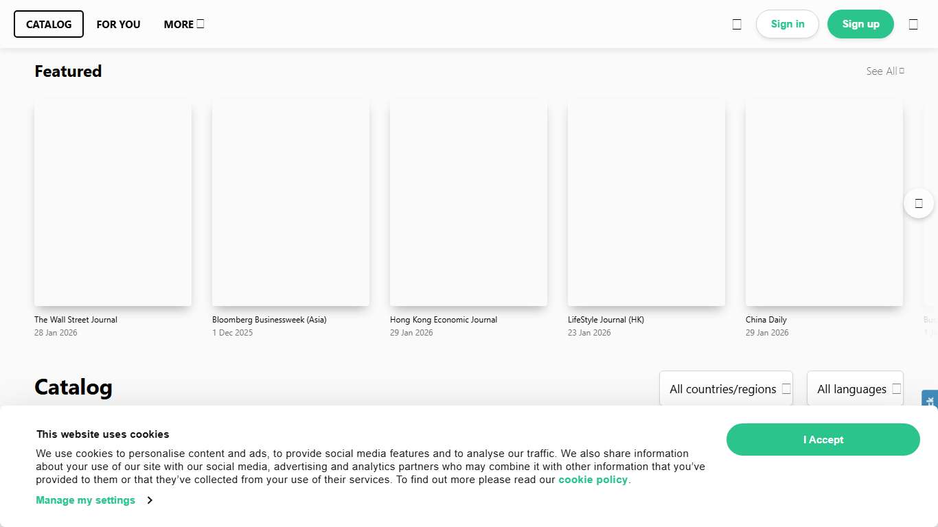 Online Newspaper & Magazine Publications Catalog PressReader
